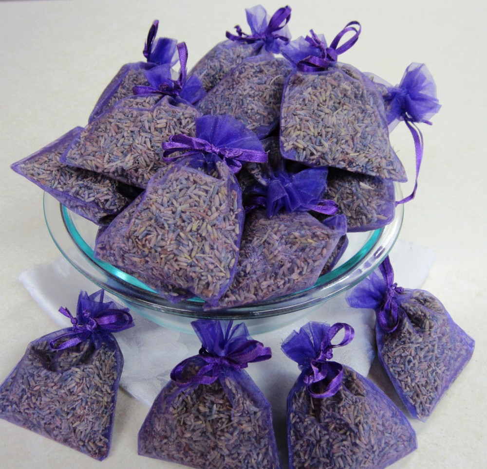 Set of 20 Lavender Sachets made with Purple Organza Bags