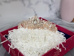 JETKONG 3 Pcs Bachelorette Party Decorations Bridal Shower Crown, Rose Gold