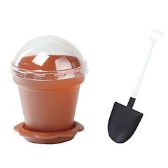 12 TERRACOTTA Mini Flower Pot DESSERT CUPS Lid Shovel Spoon Party Decorations