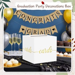 White Wedding Card Box Gold Foil Gift Card Box for Party Wedding Reception