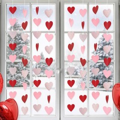 Paper Heart Garland – Larger 2.8 Inch 52 FT 4 Red Pink Rose Gold