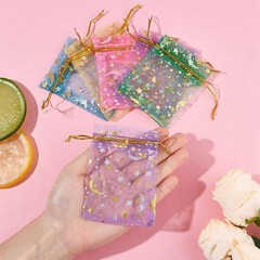 Star And Moon Organza Bags Jewellery Pouch Gift Bags Candy Packaging Bag 6 Sizes