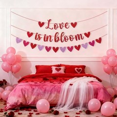 3 Pack Glittery Heart Garland Banner Pre-Strung Heart Bunting Valentines Day