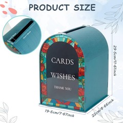 Wooden Wedding Card Box for Party, Navy Blue Gift Card Boxes with Acrylic Ena…