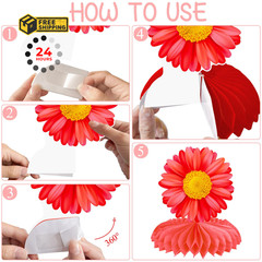 9Pcs Summer Daisy Flower Honeycomb Centerpieces, Floral Table Multicolor