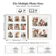10×10 Inch Linen Self Adhesive Photo Album with Window, 20 Pages Elegant Scra…