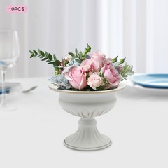 10 Pack Metal Vase Small Table Decor White Gold Wedding Centerpiece Flower Vase