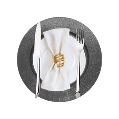 Black 50 Pack 13 Inch Round Reusable Plastic Charger Plates for Serving