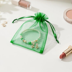 25PCS Green Organza Bags – 5x7In Sheer Mesh Jewelry Pouches, Christmas Organza G