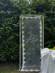 Lace Sheer Wedding Welcome Sign, Tulle Fabric Ceremony Banner
