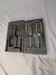 Mr Mrs Wedding Champagne Flutes Cake Knife Server Set Rose Gold Glitter
