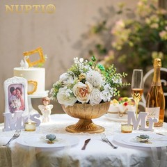 NUPTIO Gold Compote Vase 10-Piece Set 5.4″ H Wedding Centerpieces New