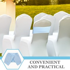 20Pcs Reusable Elastic Chair Sashes Bands for Party Sky Blue Universal Fit