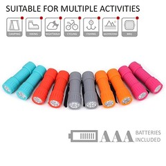 10-Pack, 9-LED Mini Flashlight Set, 30-Pieces AAA Batteries are Included and