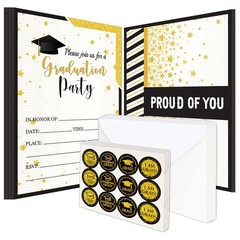35 Set Graduation Party Invitations with Envelopes and Grad Stickers Graduation