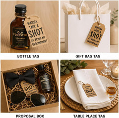 Groomsmen Proposal Gift Hang Tags Set of 10 | 8 Will You Be My Groomsman + 2 Wil