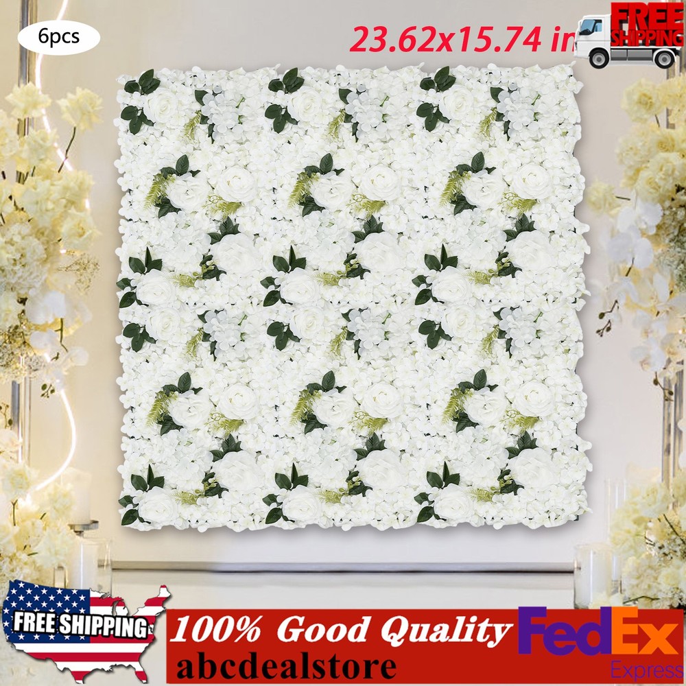 6x White Artificial Flower Wall Hydrangea Panel Bouquet Wedding Party Decor Tool