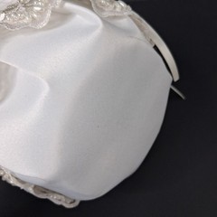 Flower Girl White Small Basket Pearls and Rhinestones Wedding Embellished UNIQUE