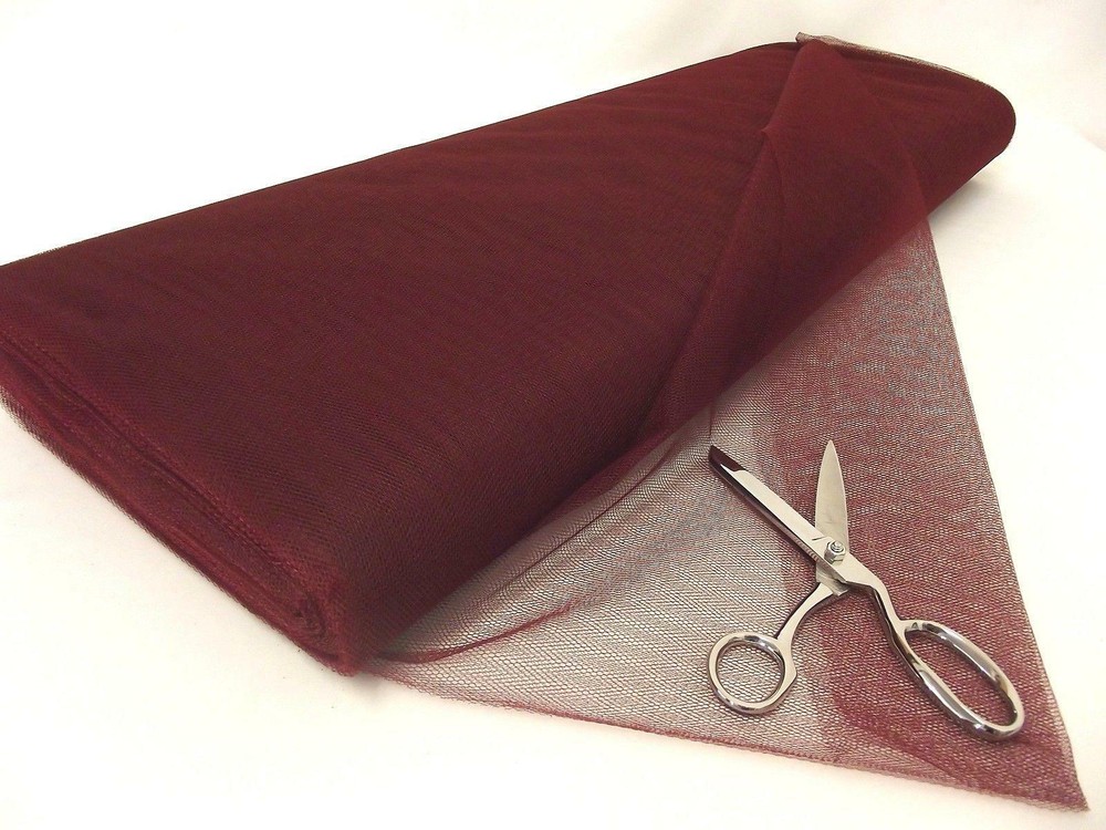 Dress Net 100% Polyester Tulle Fabric Material – BURGUNDY