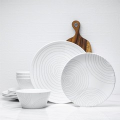 Bzyoo Bpa-Free Dishwasher Safe 100 Melamine Plastic Plate Bowl Set Casual