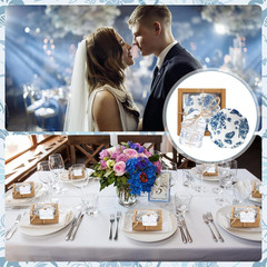 50 Pack Blue Floral Mini Bowls – Wedding Favors & Party Gifts Set