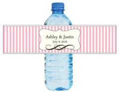 100 Shabby Chic Pink Stripes Wedding Bridal Birthday Party Water Bottle Labels