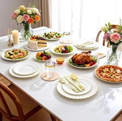 175PCS White and Gold Plastic Plates Set – Heavy Duty Disposable Dinner Plates