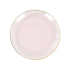 TRANSPARENT BLUSH 10 Glossy 8″ Round Plastic Salad PLATES GOLD Rim Party Events