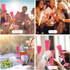 20 Count Hard Plastic Twopiece 5 Oz Champagne Flutes, Neon Pink