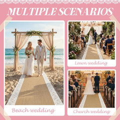 15 Ft X 36 in Natural Burlap Wedding Aisle Runner, Rustic Jute Weddings Runway C