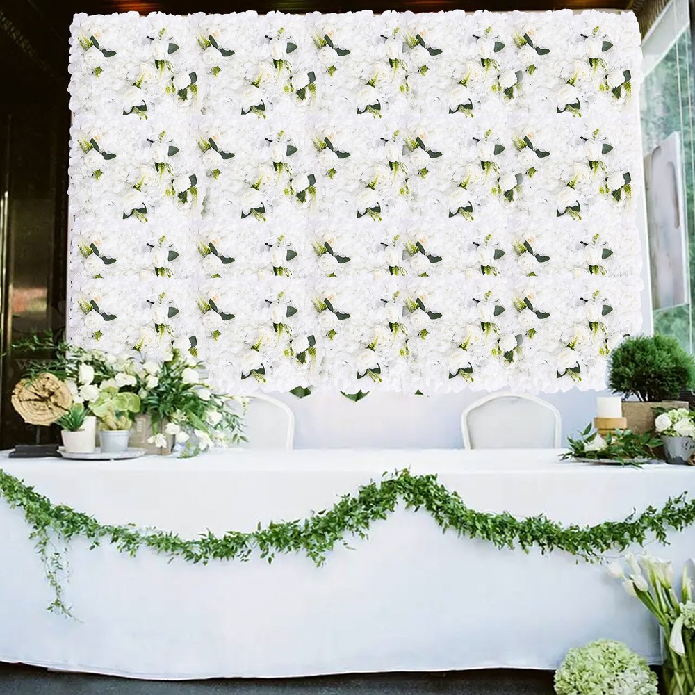 6 Pcs Artificial Wedding Silk Flower Wall Decor Background Rose Floral Panels