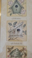 Gold Framed/Matted 23″ x11″ Picture 4 Birds And Nests – East Season, Vintage, VG