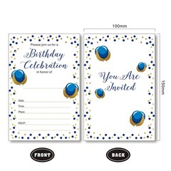 Shiningwise 25 Pack of Royal Blue Birthday Invitation Cards with Envelopes fo…