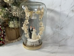 Vintage Bride & Groom Cake Topper ~Chalkware ~1950’s~UNIQUE IN JAR
