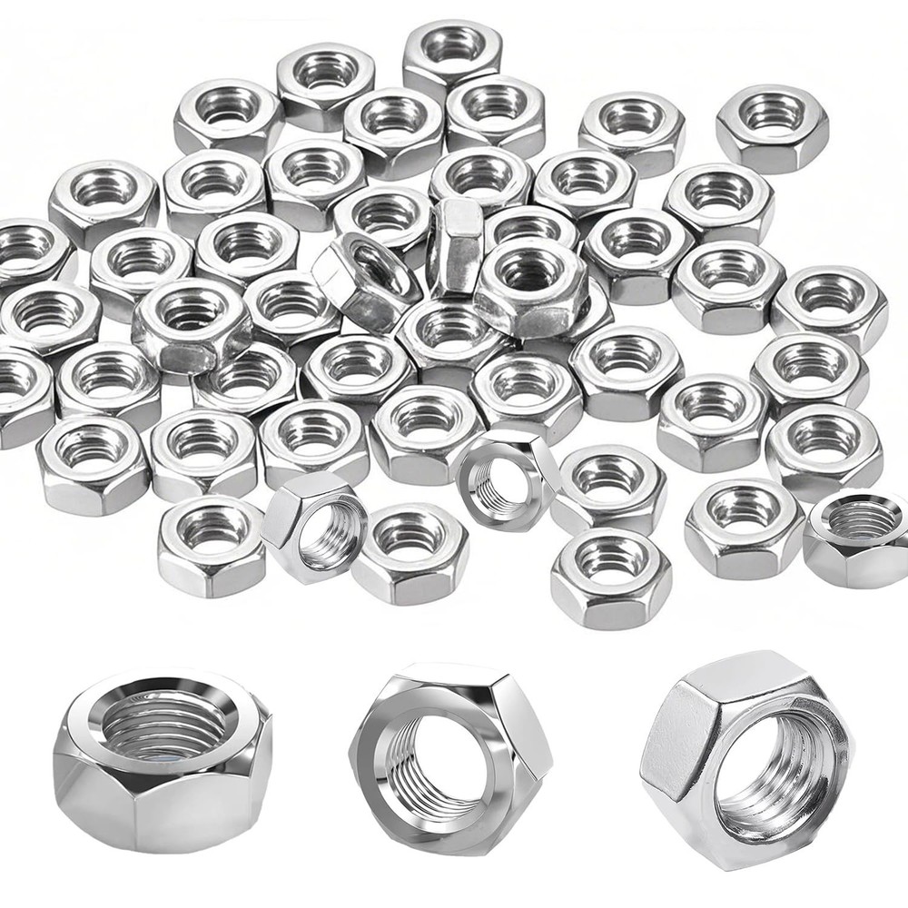 100pcs M5-0.8 Hex Nuts 304 Stainless Steel High Strength Anti-Rust Nut Kit fo…