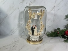 Vintage Bride & Groom Cake Topper ~Chalkware ~1950’s~UNIQUE IN JAR