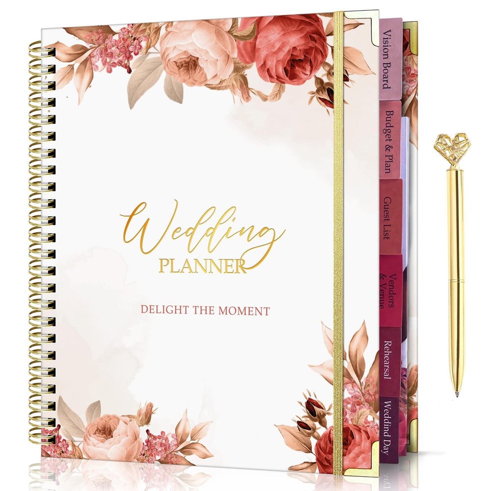 3PC VINTAGE FLORAL WEDDING PLANNER KIT 9x11in – UNIQUE GIFT SET-Wedding Planner