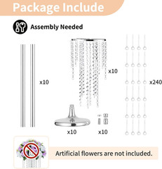 Elegant Silver Crystal Wedding Vases – 10 Pcs 29.5″ Tall Centerpieces