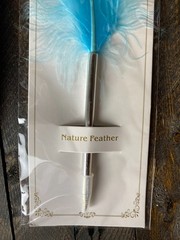 6 Pk Feather Teal & Blue Decorated Ballpoint Pens Black Ink Guest Book Wedding