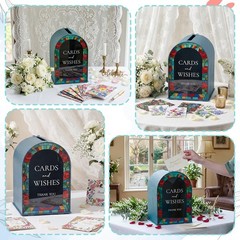 Wooden Wedding Card Box for Party, Navy Blue Gift Card Boxes with Acrylic Ena…