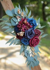 Udoula Artificial Navy Blue Wedding Arch Flower & Burgundy & Gold