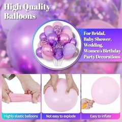 Pink and Purple Balloons, 68PCS 12 Inch Metallic Purple Pink Pink Purple
