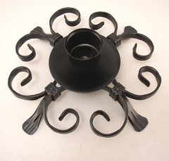 Candle Holders Wrought Iron Black Cut Glass Shades 9.5″W 9″High Set/2
