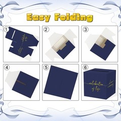 Navy Blue Celebration of Life Card Box with Gold Lettering, Share a Memory Funer