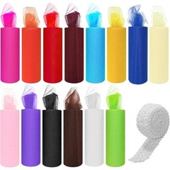 14 Color Tulle Rolls Craft Fabric 6inch 25Yard Elastic Bands DIY Tutu Skirts New