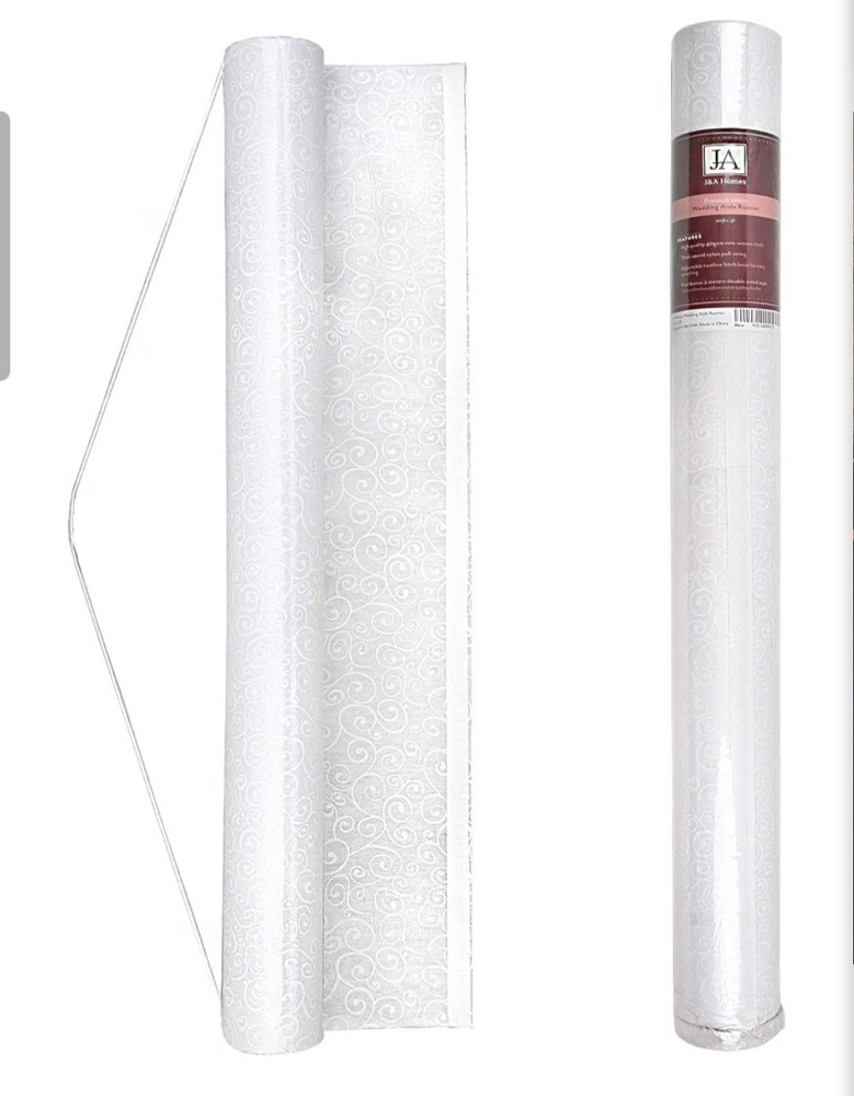 White Wedding Aisle Runner – Professional-Grade Nylon, Includes Tape Double-S…