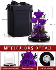 DENIMOMO Flowers Roses Gifts for Women Her,Forever H7.8in W4.7in, Purple Rose