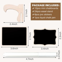 Small Chalkboard Labels 12 Pcs, Wedding Place Cards, Event Decoration, Black