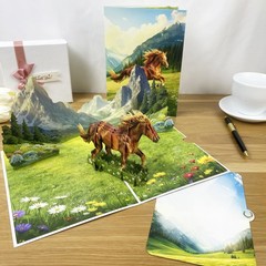 3D Horse Popup Card – Handmade Animal-Themed Paper Art for Birthday, Annivers…