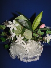 New Stunning & Elegant Pink and White Lily Flowers Wedding Cake Top, #213